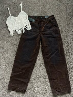 Wild Fable Brown Straight Leg Jeans Size 4 & Cream Boho Knit Top Small Bundle